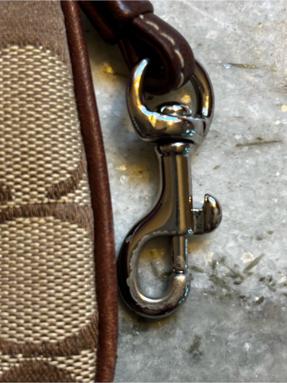 Coach Brown Tan Jacquard Signature Canvas Wristlet with Leather Trim - Picture 7 of 7